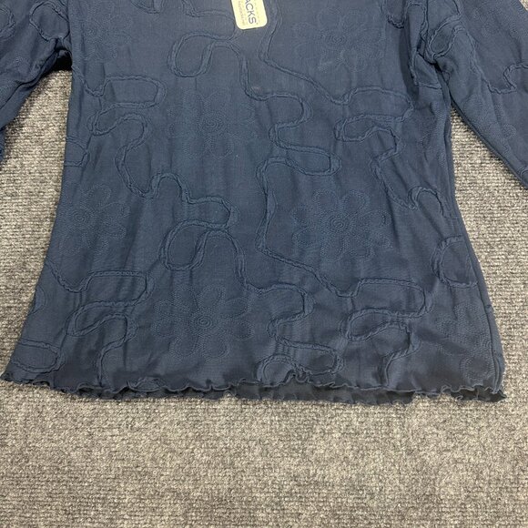 Haystacks Top Womens Small Navy Conduit 3/4 Sleeve Textured Top Brazilian NEW - Picture 2 of 8